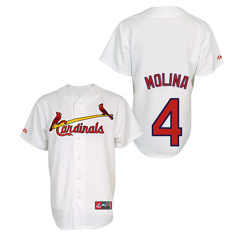 Yadier Molina #4 Youth Baseball Jersey-St Louis Cardinals Authentic Home Jersey by Majestic Athletic MLB Jersey
